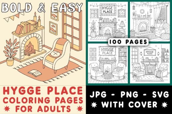 A Graphic Designer’s Take on Hygge Place Bold and Easy Coloring Pages