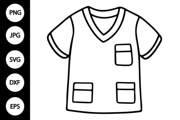 An Outline Scrub Shirt Graphic for Crafts & Small Business Projects