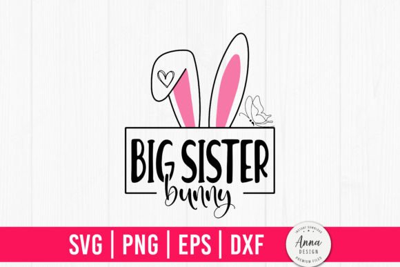 Big Sister Bunny Easter Graphics for Print Templates & Marketing