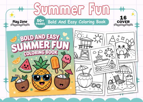 Bold Graphics for Summer-Focused Branding and Coloring Pages