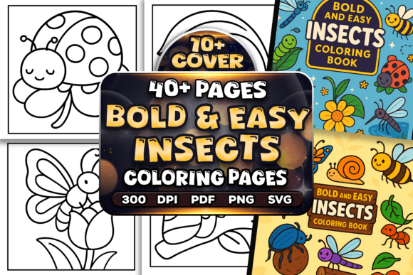 Bold Insect Coloring Pages for Embroidery Designers