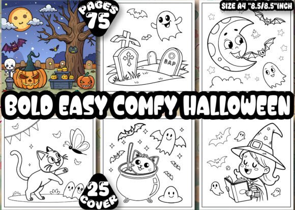 Comfy Halloween Graphics for Adult Coloring Pages