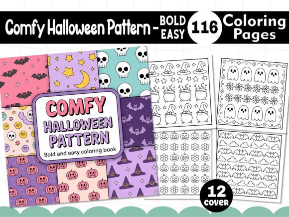 Comfy Halloween Pattern Graphics for Editorial Coloring Pages