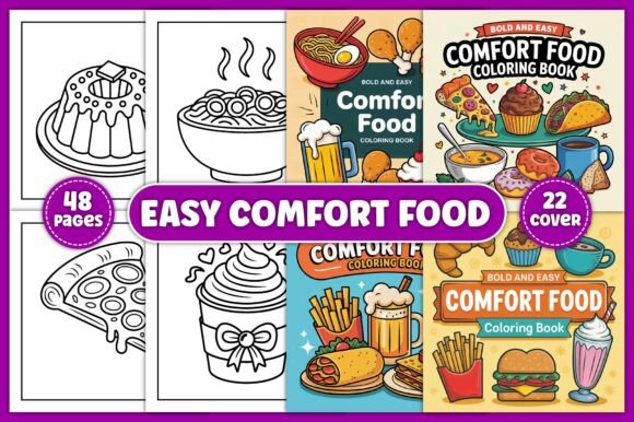 Easy Comfort Food Coloring Pages: A Cozy Graphic Bundle