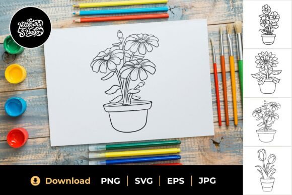 Garden Flowers Coloring Sheets: A Graphics Asset for Branded Content