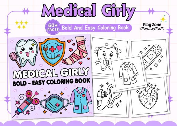 Medical Girly Bold Easy Coloring Book Graphics